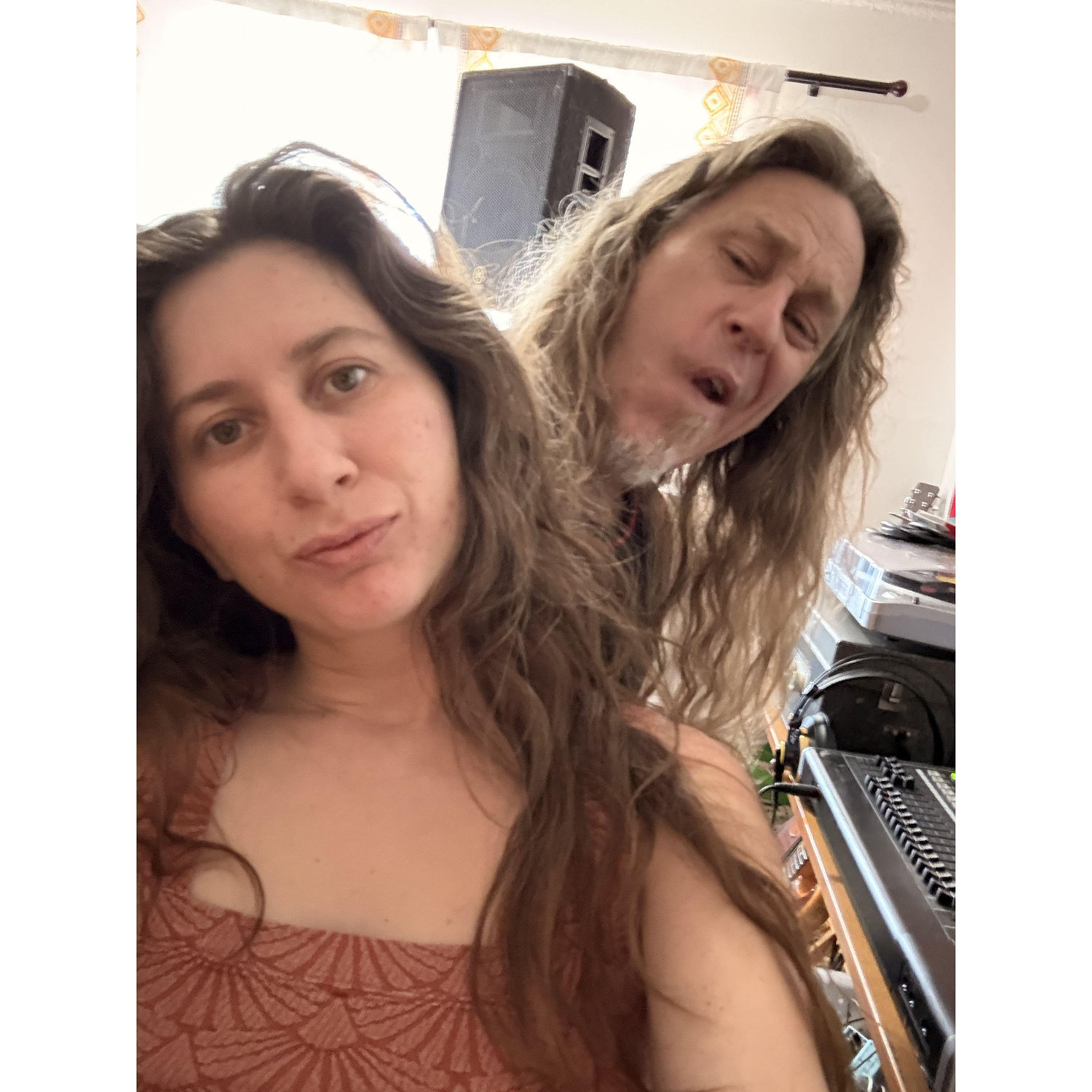 working in the music studio together