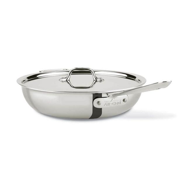 D3 Stainless 3-ply Bonded Cookware, Weeknight Pan with lid, 4 quart