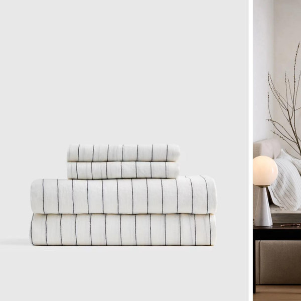Linen Sheets | Quince in Pencil Stripe - Queen Set