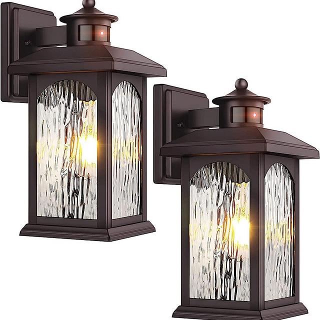 2 Packs Motion Sensor Outdoor Lights - Brown Dusk to Dawn Outdoor Lighting, Oil Rubbed Bronze Exterior Light Fixtures, Waterproof Porch Lights Wall Sconce for House, Garage, Entryway Anti-Rust