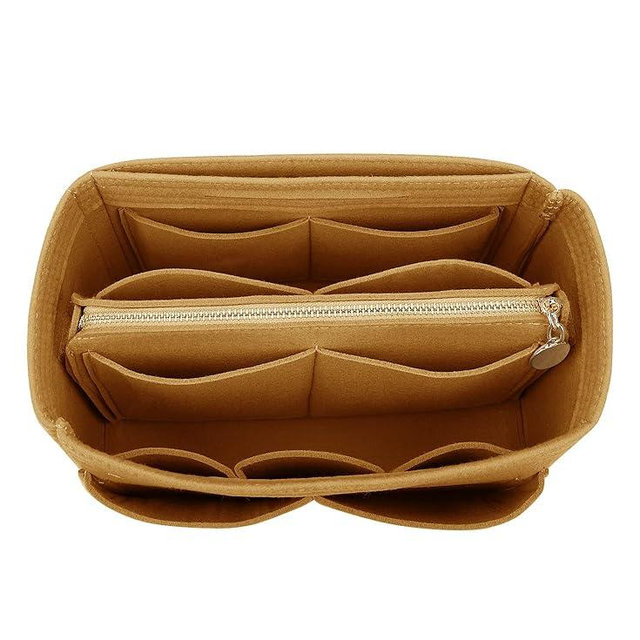 LEXSION Felt Purse Bag Organizer Insert with zipper Bag Tote Shaper Fit Speedy Neverful PM MM