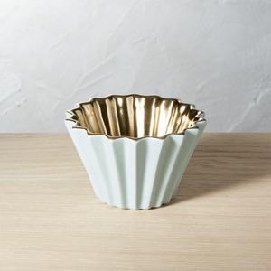 Crinkle Mint Green and Gold Bowl