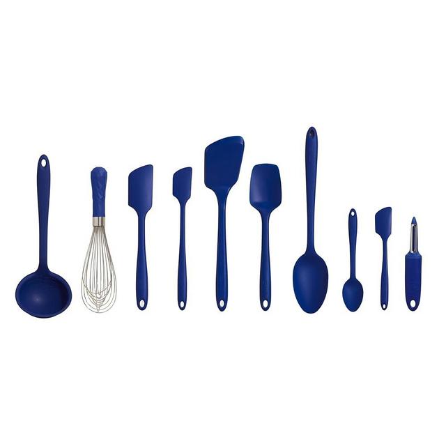 GIR: Get It Right - 10 Piece Silicone Utensil Set - Ladle, Spatulas, Flip, Spoons, Whisk, Potato Peeler & Spoonula, Heat Resistant, Dishwasher Safe, Kitchen Utensil, Baking Supplies - Navy