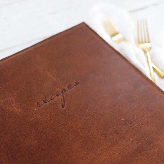 Recipe Card Binder, Natural Leather - by ClaireMagnolia