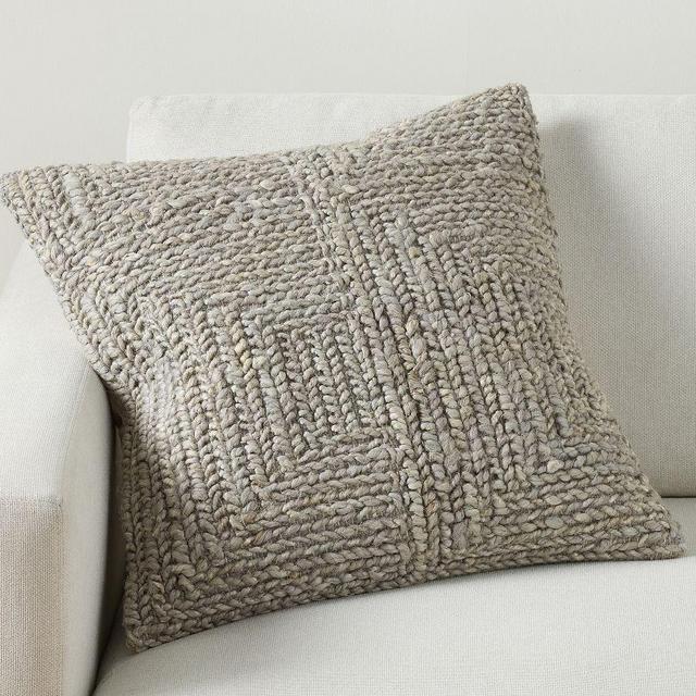 Braided Jute Pillow, 22 Inches, Charcoal