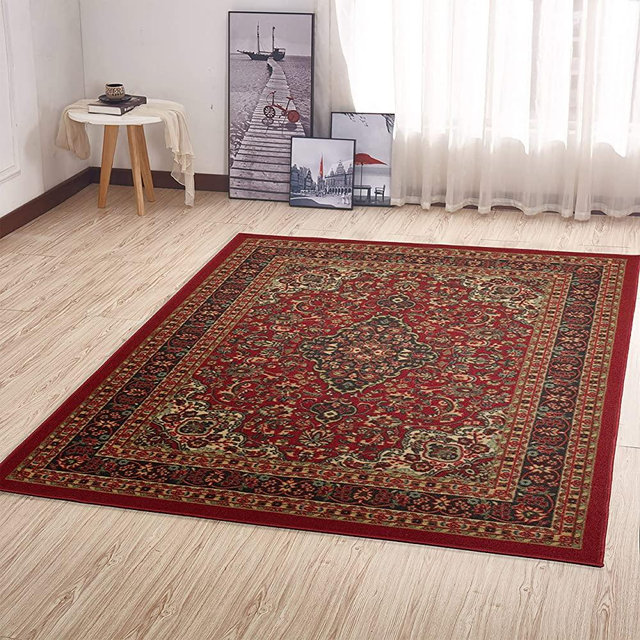 Ottomanson OTH2210-5X7 Ottohome Collection Non-slip Oriental Design Area Rug, 5' X 6'6", 5'0" X 6'6", Red Heriz, 6 Feet