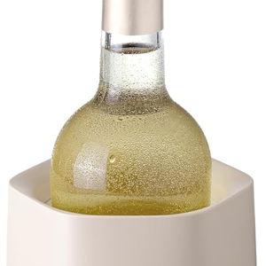 Vacu Vin Wine Cooler Hexo – Sand – Modern Active Wine Bottle Chiller with Removable Cooling Sleeve – Geometric Design – Reusable, Ice-Free Cooler – Fits Standard Bottles – Tabletop Wine Accessory