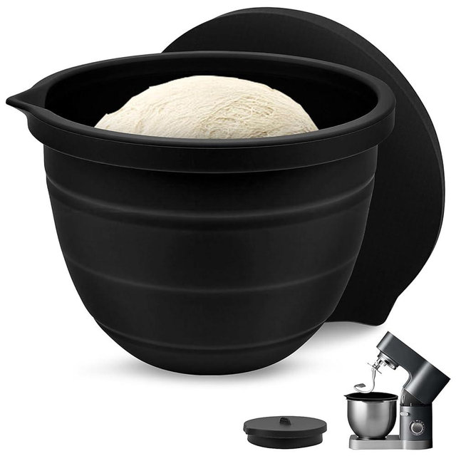 SelfTek Foldable Silicone Bowl Liners for 5 Qt KitchenAid Mixers - Accessories and Attachments for Cooking and Baking, Bowls for KitchenAid Mixer, Heat-Resistant & Easy to Clean (Black)
