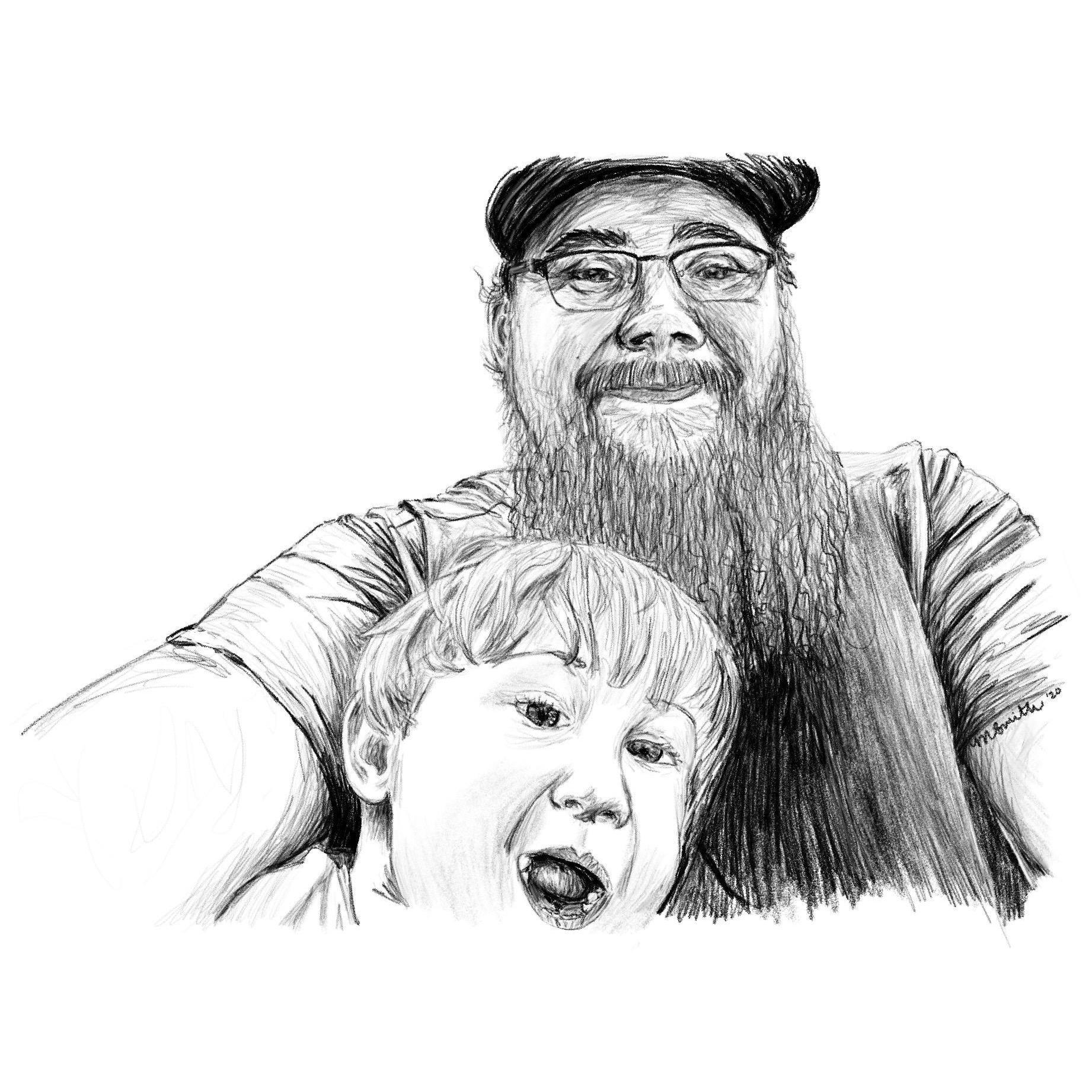 Mel drew this from a photo of the boys early on in the relationship when things were just getting started.