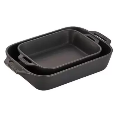 Staub 2-Piece Rectangular Baking Dishes Set in Matte Black