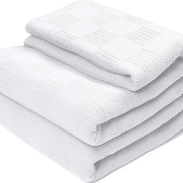 Utopia Bedding Woven Cotton Blanket (King, White) Breathable Cotton Throw Blanket and Quilt for Bed & Couch/Sofa