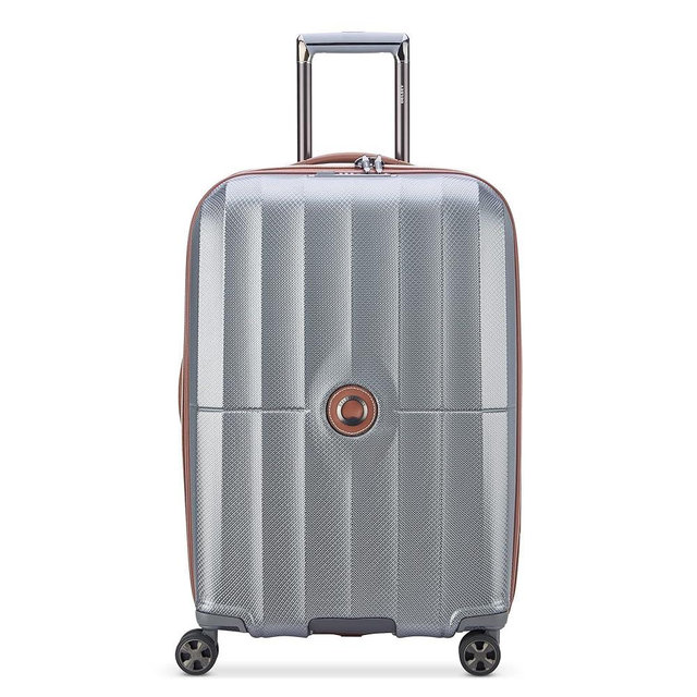 DELSEY Paris St. Tropez Hardside Expandable Luggage with Spinner Wheels, Platinum, Checked-Medium 24 Inch
