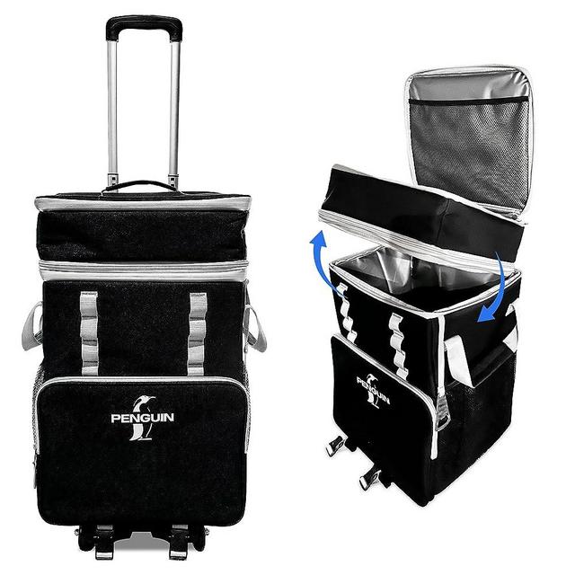 PENGUIN 72-Can Large Soft Cooler Bag - Insulated Leakproof Portable Rolling Cooler, Removable Top, Waterproof, Collapsible All-Terrain Cart with Heavy Duty Wheels for Beach, Camping, Traveling, Sports