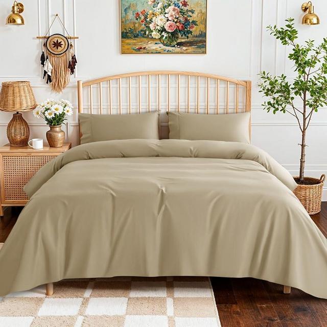 SONORO KATE 100% Egyptian Cotton Sheets - 800 Thread Count, 5-Star Hotel Sateen Weave Bed Sheets, Cooling, Soft & Breathable Bed Sheets Set, Fits 16" Deep Pocket - 4 PC (Linen,King)