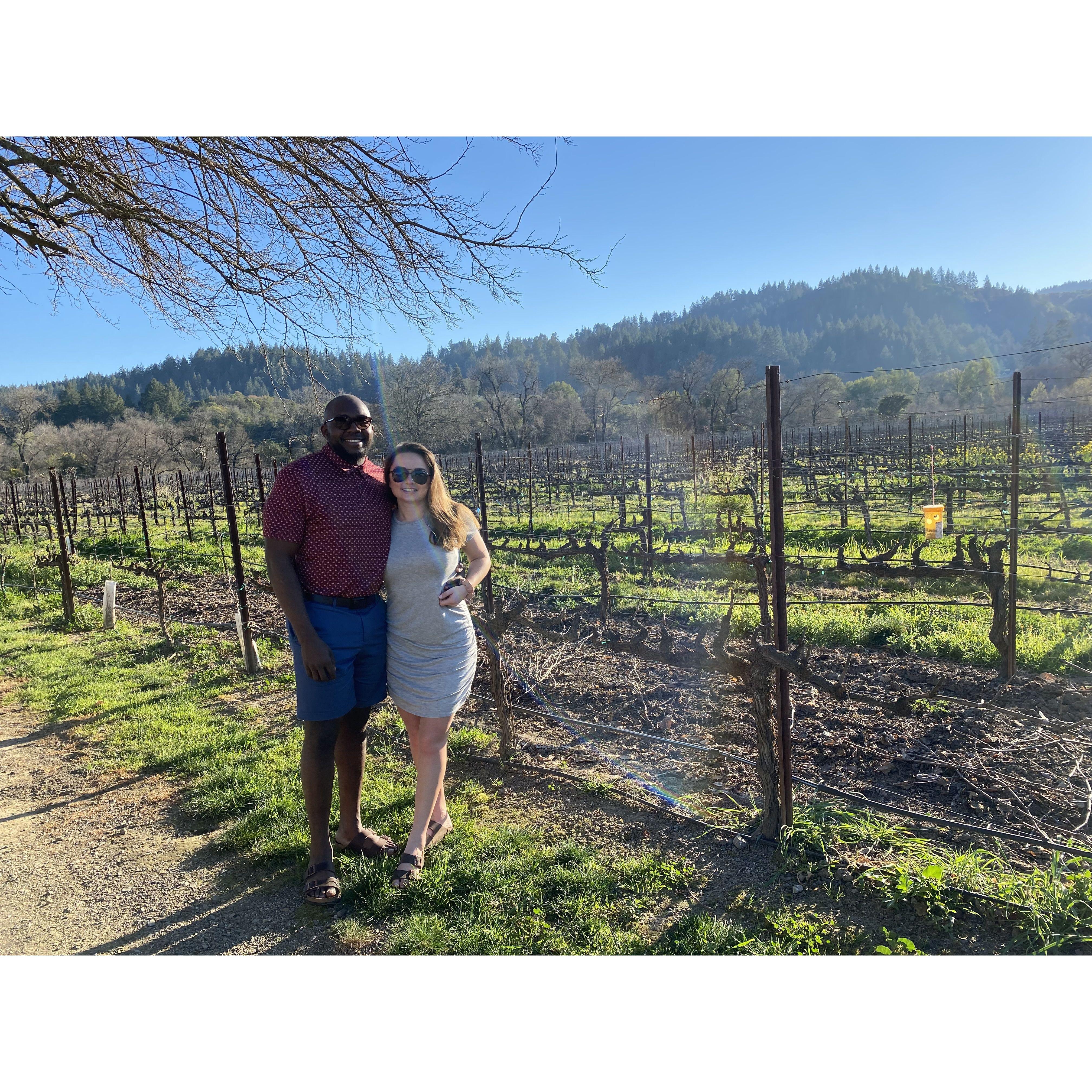 Our trip to Napa where we talked about getting married.