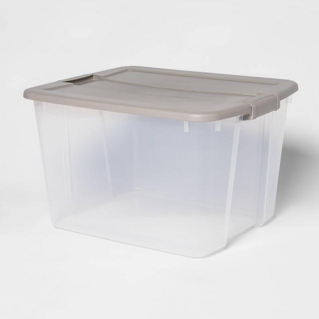 66qt Latching Tote Clear Light Gray Lid - Room Essentials™