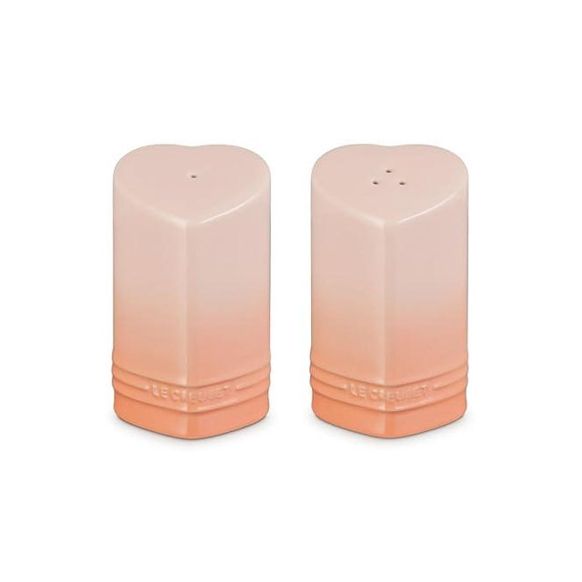 Le Creuset Stoneware Heart Shaped Salt & Pepper Shakers, 4 oz. Each, Peche
