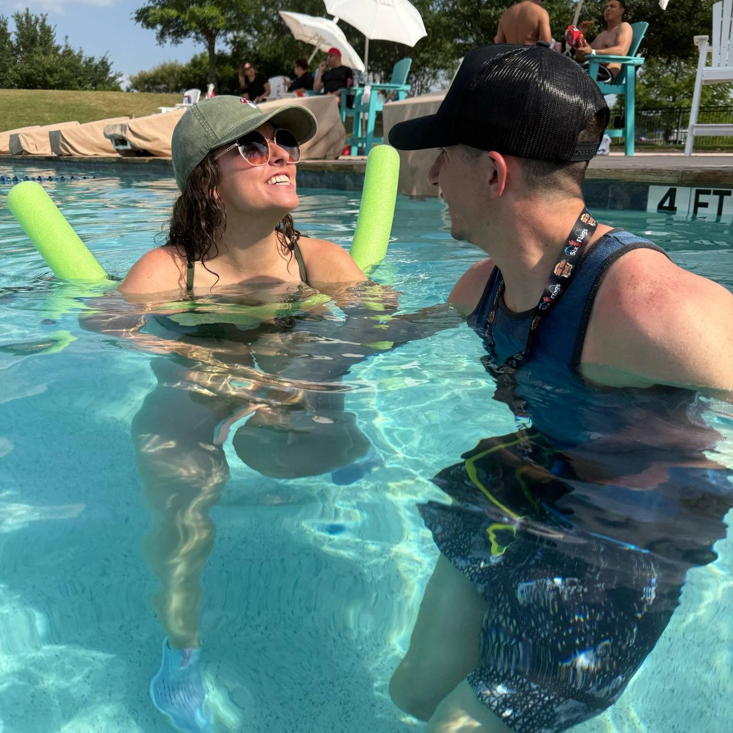 Cute pics Garrett’s mom caught of us while at their community pool!