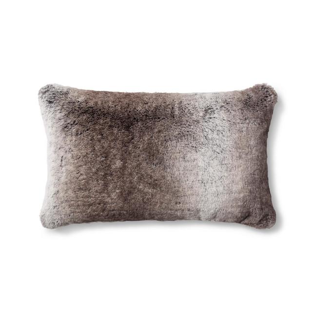 Neutral Faux Fur Oblong Throw Pillow - Threshold™