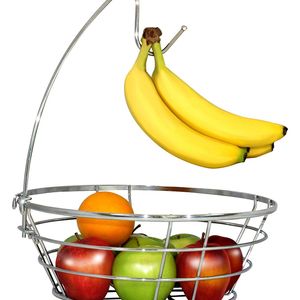 Deco Brothers - DecoBros Wire Fruit Tree Bowl with Banana Hanger, Chrome Finish