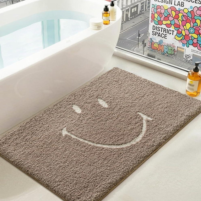 LUMI Beige Bathroom Rugs 24x36, Non Slip Absorbent Extra Thick Bath Mat, Soft Plush Microfiber Machine Washable Carpet for Bathroom Shower, Tub, Sink
