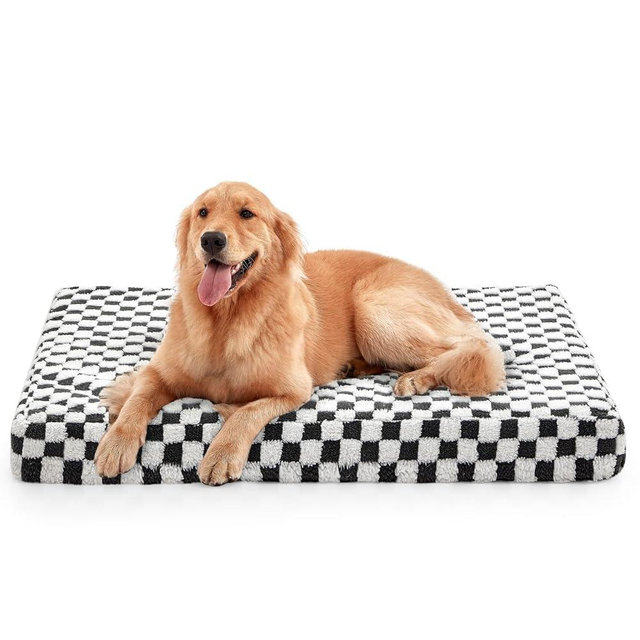 JOEJOY Orthopedic Dog Bed for Large Dogs, Memory Foam Pet Bed with Removable Washable Cover, Cozy Plush Crate Mat, 47×29", Grey