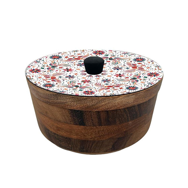 Handmade tortilla warmer - Hand-engraved and hand-made parota wood tortilla holder Made in Mexico by artisans in Olinala Guerrero (Mandala) (Heritage)