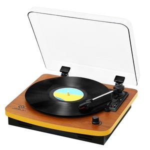 JORLAI 3-Speed Wooden Retro Turntable Belt Driven LP Vinyl Record Player with Built-in Stereo Speakers, Support Vinyl-To-MP3 Recording, Aux Input & RCA Output