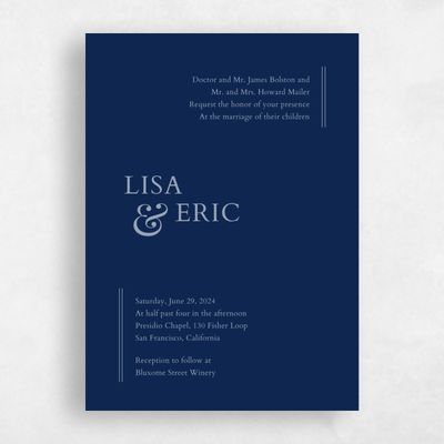 Navy, Blue Wedding Invitation - Verona Classic