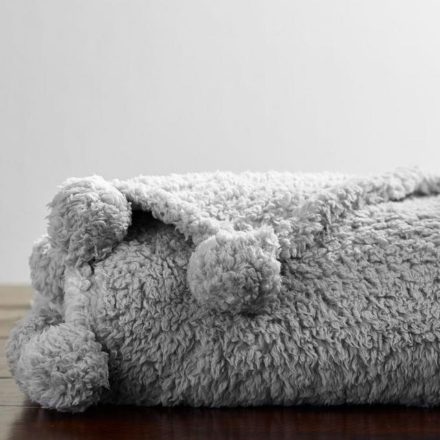Cozy Pom Pom Throw, 50 x 60", Smoke