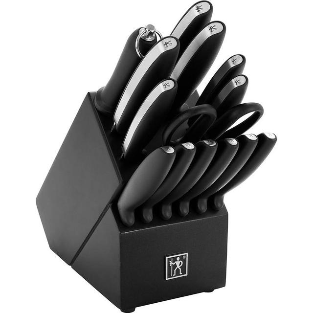 HENCKELS Silver Symmetry Razor-Sharp 15-Piece Stainless Steel Knife Block Set, Paring Knife, Chef Knife, Bread Knife, German Engineered Informed by 100+ Years of Mastery, Dishwasher Safe