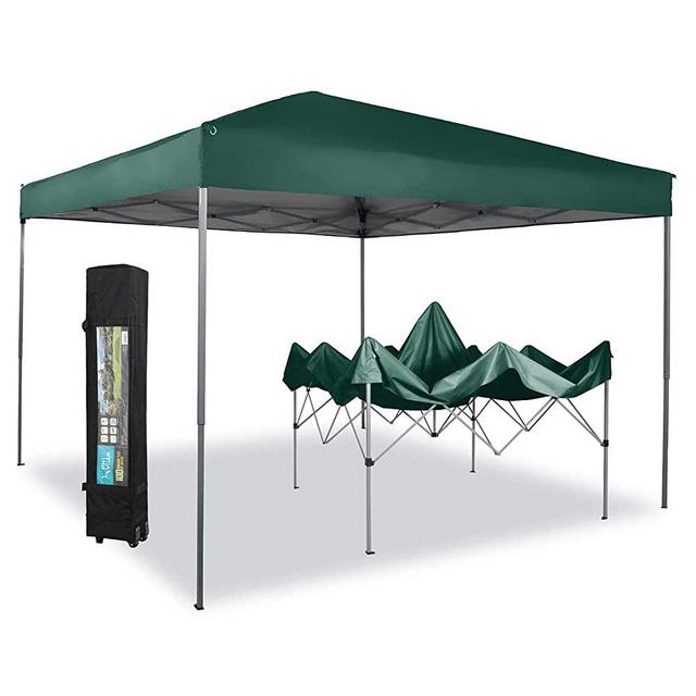 PHI VILLA 10 x 10ft Portable Pop Up Canopy Event Tent Party Tent, 100 Sq. Ft of Shade (Green)