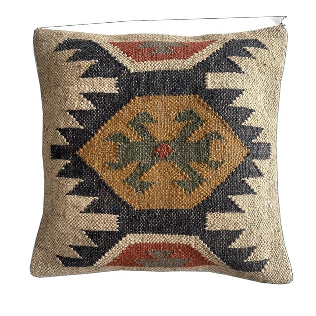 Shubhlaxmifashion Indian Kilim Hand Loom Cushion Cover 18X18 Pillows Boho Ethnic Shams Jute Pillow Cases Rug Boho Shams