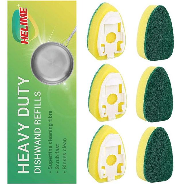 Dishwand Refill Sponges Heads - Non Scratch Dish Wand Refills Replacement, Heavy Duty Scrub Dots Brushes, Soap Dispensing Scrubber, Dishwashing Cleaning Supplies Kitchen Sink Dishwasher Tools