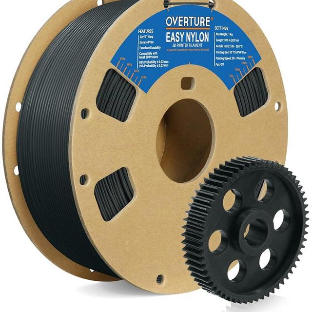 OVERTURE Nylon Filament 1.75mm 3D Printer Filament, Polyamide (PA) 1kg Spool (2.2lbs), Dimensional Accuracy +/- 0.02 mm, Fit Most FDM Printer (Gray)