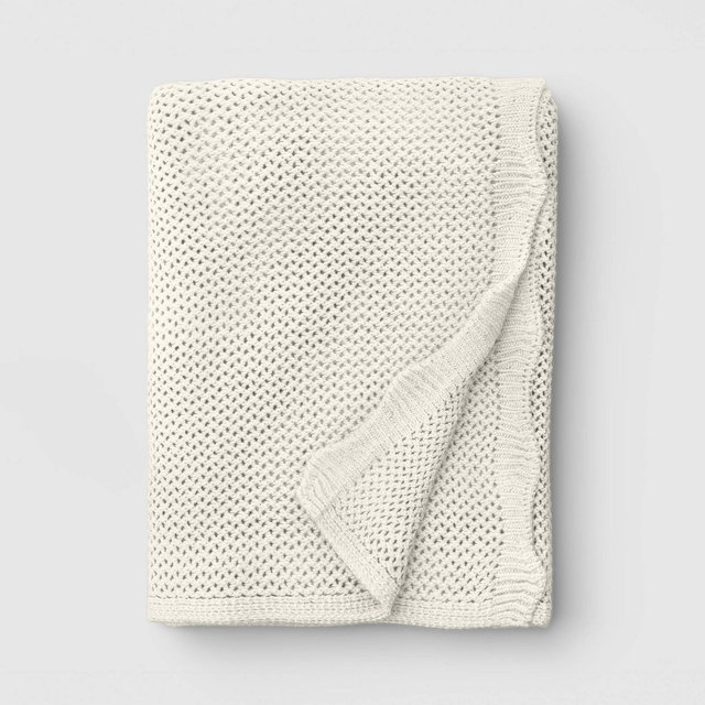 Knit Throw with Scalloped Edge Ivory - Threshold™