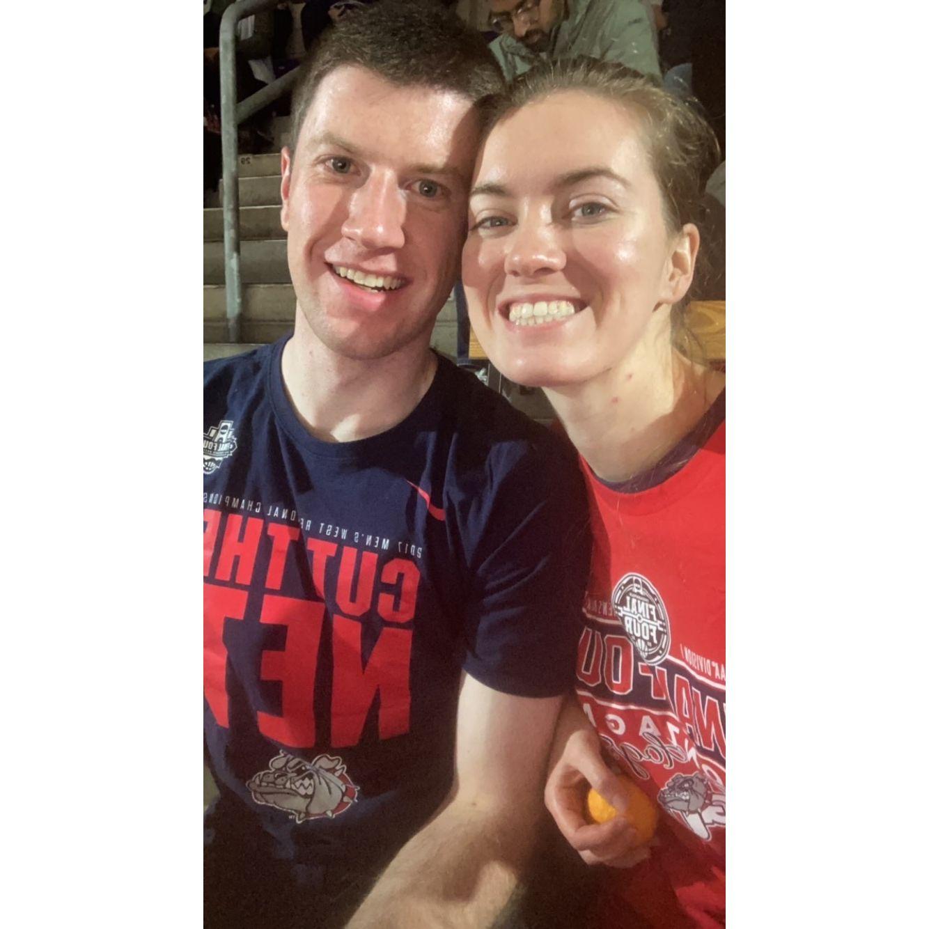 Cheering on Gonzaga basketball together