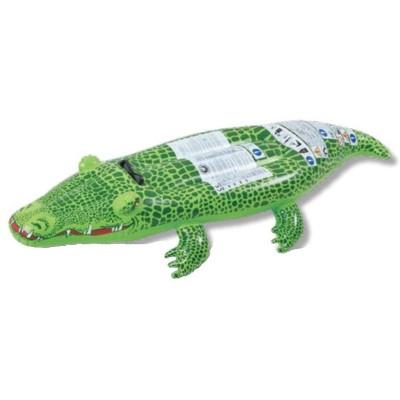Pool Central 56" Inflatable Spotted Crocodile Rider 1-Person Swimming Pool Float Toy - Green