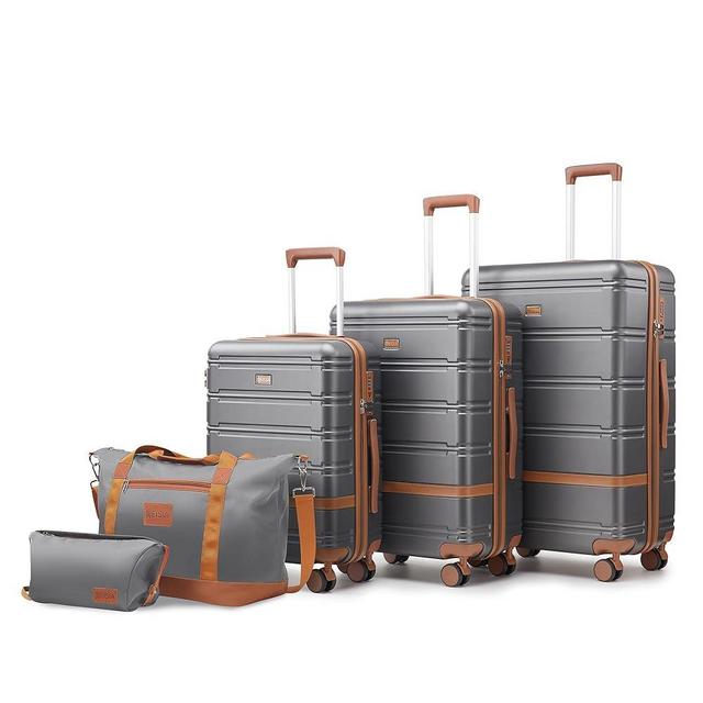 NEISIA Luggage Sets 3 Piece with spinner wheels, PC+ABS Hard Shell Travel Luggage,Lightweight Carry-on suitcases with TSA Lock,YKK Zippers (Gray)