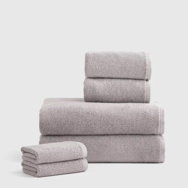 Turkish Ribbed Quick Dry Bath Towel Bundle - Grey