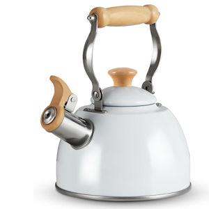 ROCKURWOK Tea Kettle, Tea Pot with Cool Touch Ergonomic Handle, Teapot Food Grade Stainless Steel, Tea Kettle Stovetop, Kettle Teapot, Whistling Tea Kettle, Small Tea Pot, 1.6 Quart (White)