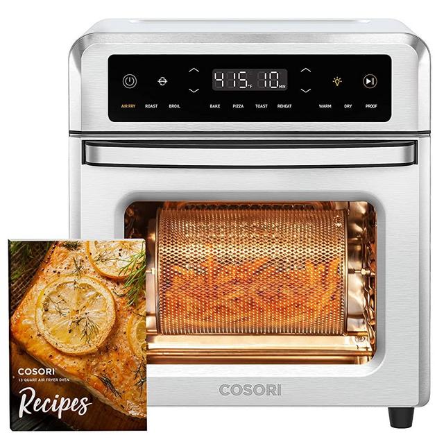 COSORI Air Fryer Toaster Oven, 13 Qt Familiy Size, 11-in-1 Functions with Rotisserie, Dehydrate, Dual Heating Elements with Convection Fan for Fast Cooking, Cookbook & 6 Accessories, Stainless Steel