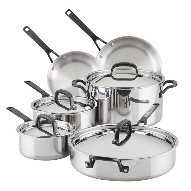 KitchenAid 5-Ply Clad Stainless Steel 10pc Cookware Set