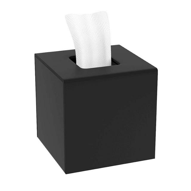 HIIMIEI Acrylic Tissue Box Cover 5.4x5.4x5.4'' Tissue Holder Napkin Dispenser for Home Office Restaurant-Black