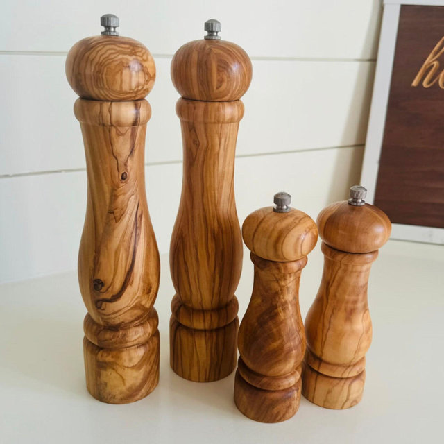 Large Olive Wood Salt & Pepper Grinders| Set of 2| Made From Olive Wood| Rustic Touch To Any Table Top|Handmade| Modern Kitchen