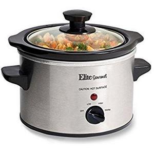 Elite Gourmet MST-250XS 1.5 Quart Slow Cooker, Silver (Stainless Steel Finish)