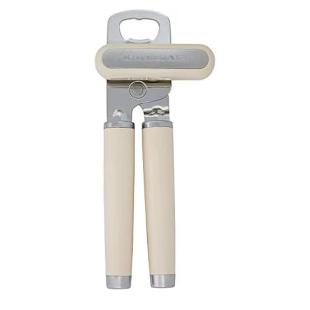 KitchenAid Classic Can Opener and Bottle Opener Easy to Use, Razor Sharp Stainless Steel Cutting Wheel, Soft Ergonomic Handles, Almond Cream