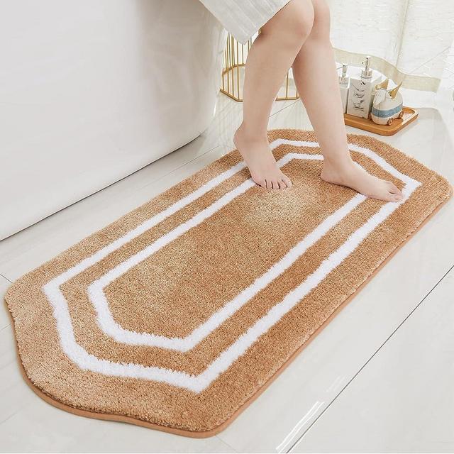 COSY HOMEER Extra Thick Bath Rugs - Anti-Slip Bath Mats Soft Plush 100% Strong Mirco Polyeste Mat Living Room Bathroom Mat Floor Water Absorbent(Beige,24x48 - Inches)
