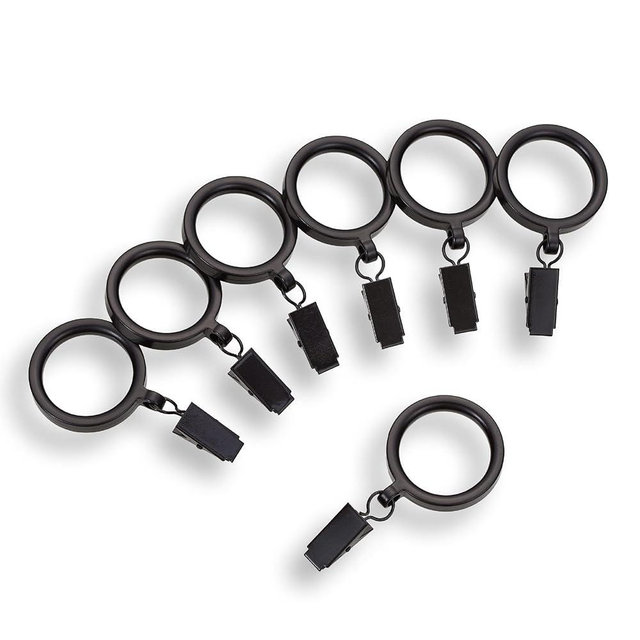 MODE Outdoor Collection Curtain Rings, Set of 14 Curtain Clips with Rings, Resin Rings with Clips for Curtains, Fits MODE Outdoor Curtain Rods, 1 3/8”, Dark Brown