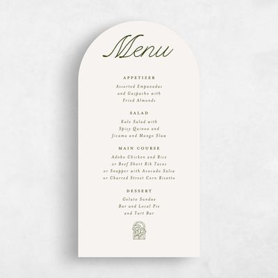 Beige Arch Wedding Menu - Vianne